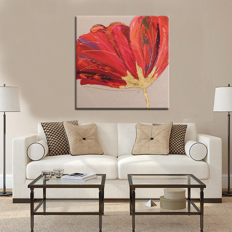 歐式抽象大紅花裝飾畫(huà)——酒店家居花卉油畫(huà)定制新風(fēng)尚